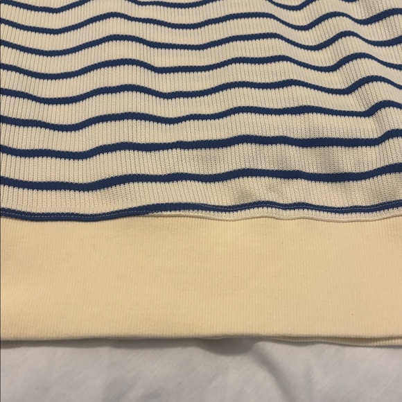 Entro Cream and Blue Striped Mini Dress SZ M 100% Cotton cap sleeve casual vacay - Picture 10 of 12
